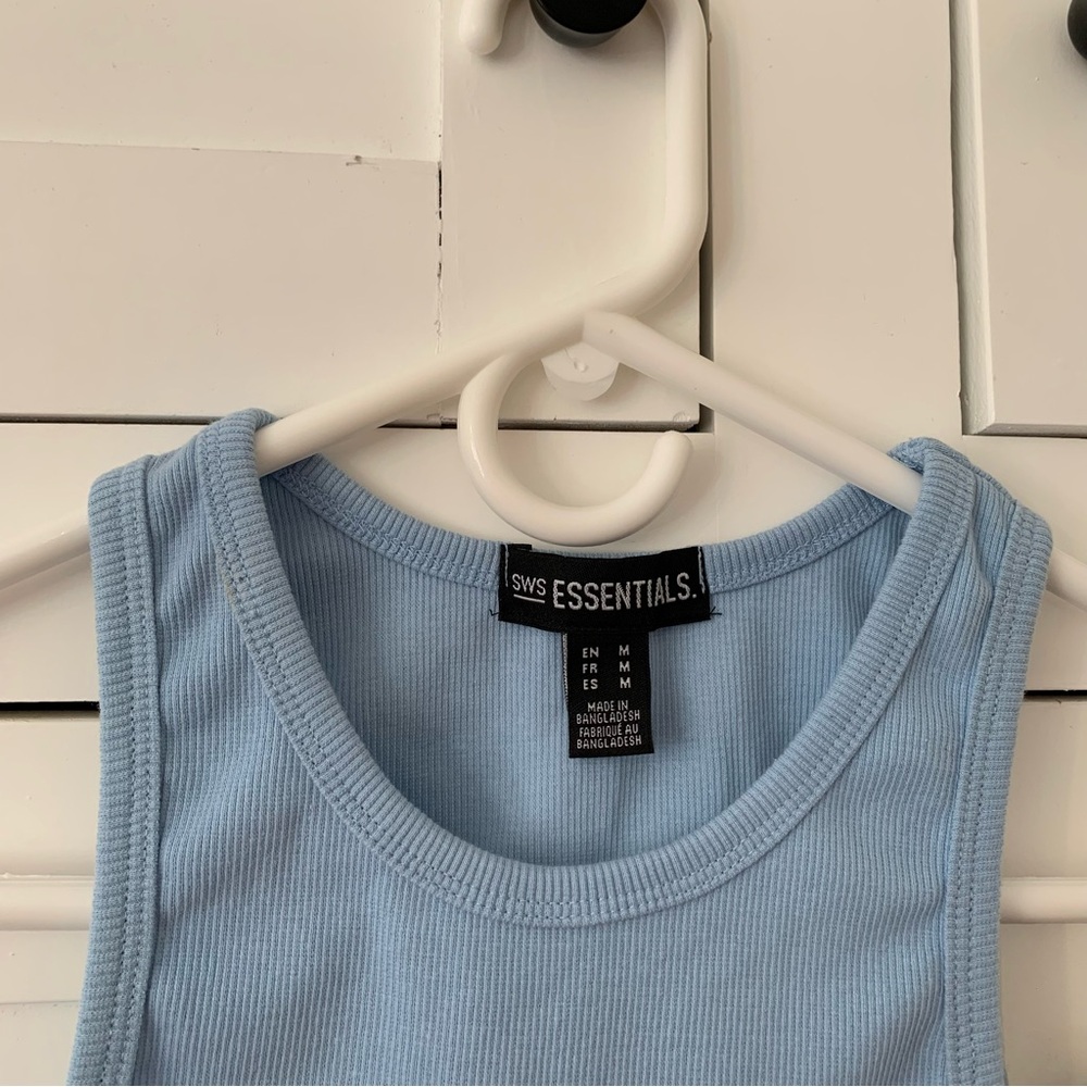 SWS Essentials Baby Blue Ribbed Tank Top Size Medium - Picture 5 of 5